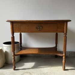 Antique Oak Side Table withtt Drawer