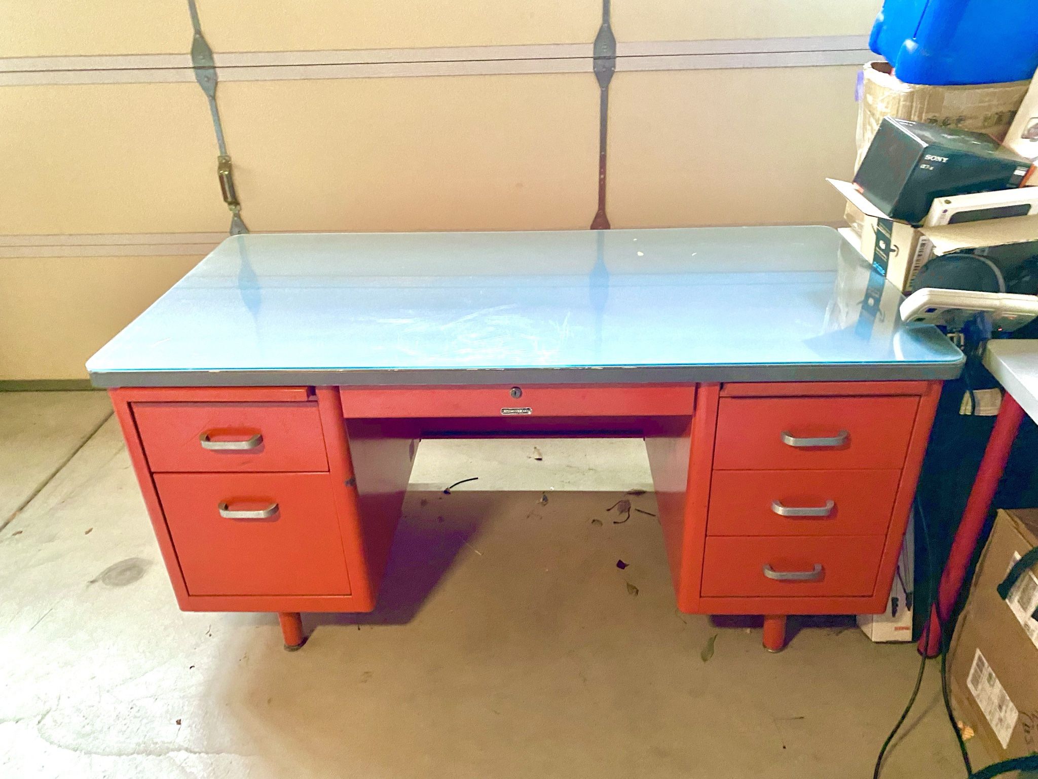 Vintage Steel Tanker Desk Midcentury