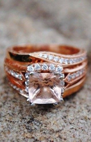 Wedding Set : 14K Rose Gold w/ 2.5ct. Morganite