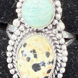 NEW Size 9 Sterling Silver Chalcedony &Opal Ring