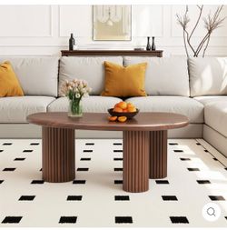 39" FARMHOUSE FLUTED COFFEE TABLES WITH STURDY BASE & ROUNDED CORNERS