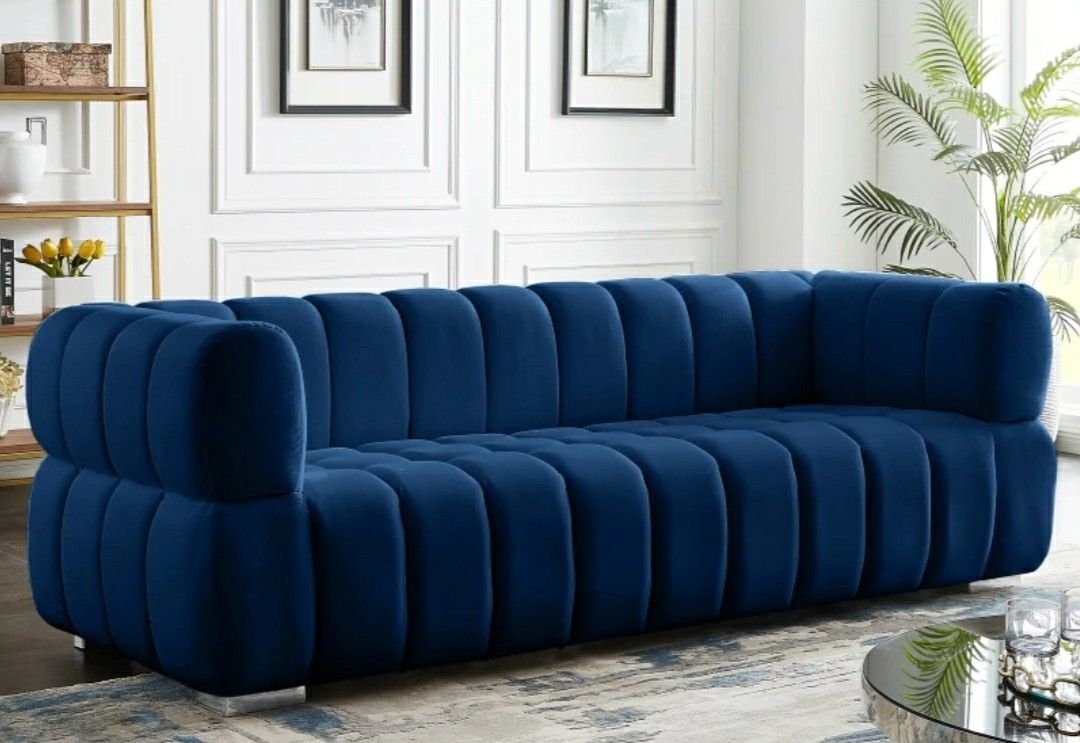 Gwen Velvet Navy Sofa