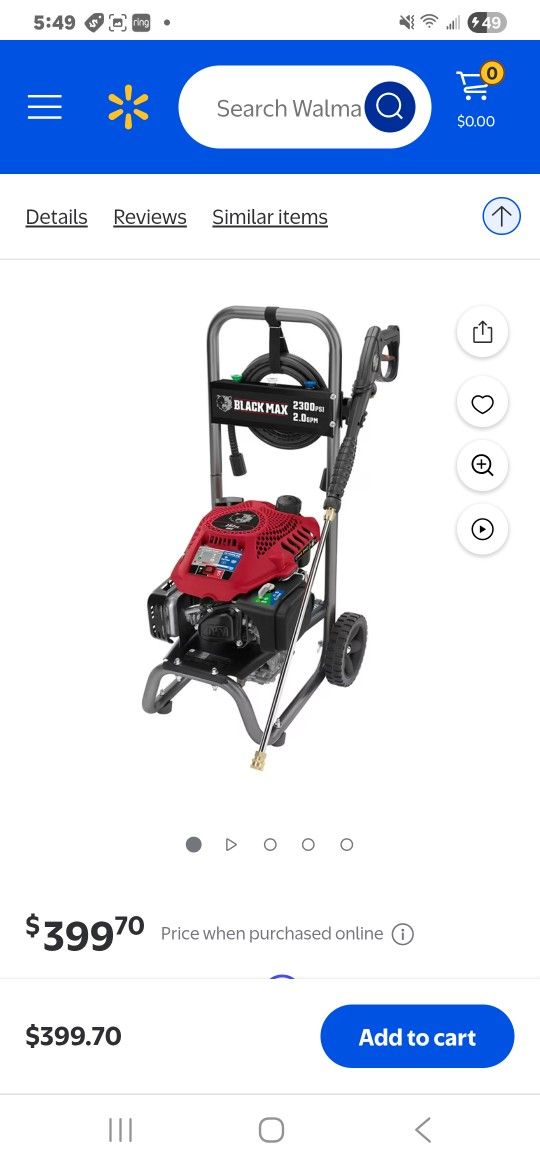 Gas. Block pressure washer 2600psc New one