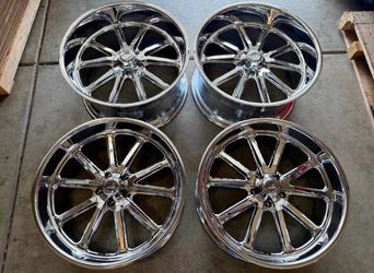 22x9 | 22x11 US MAGS RAMBLER U110 WHEELS CHROME 22 INCH 5x127 RIMS C10 GMC CHEVY OBS C1500 5x5