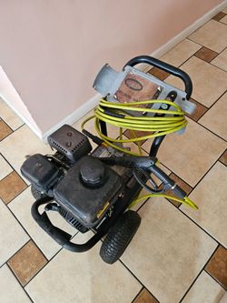 Pressure WASHER ON WHEELS GASOLINE HOSE WITH PRESSURE GUN WORKS GREAT IDEAL FOR WASH CARS FLOOR ETC ,225 psi YOU CAN TEST IT BEFORE PURCHASE FOR ANY Q