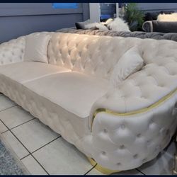 Evalyn White Velvet Living Room Set / 2pc🎈 Fast Delivery 🎈 Financing Available 