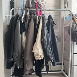 Adjustable Rolling  2 Rod Clothes Rack 