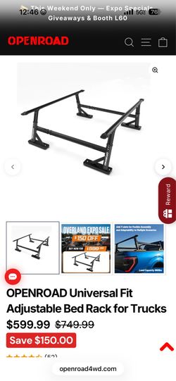 Openroad Universal Fit Adjustable Bed Rack for Truck