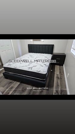 Queen size bed frame with pillow top mattress included