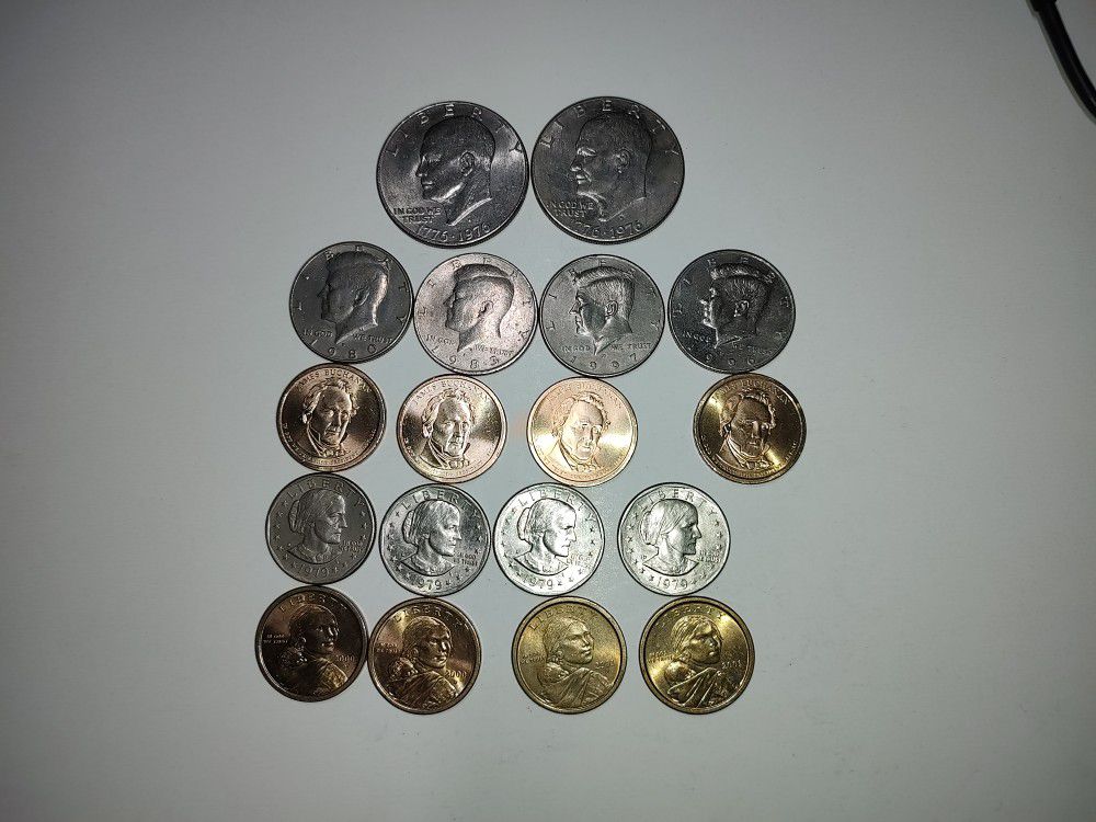 U.S. Coin Lot of 16-Ike’s, Sacagawea, Susan B Anthony, Kennedy & Presidential