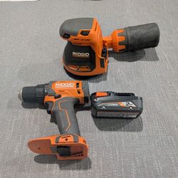 Ridgid 18V 5" Random Orbit Sander + 1/2" Drill Driver & 2.0Ah Battery