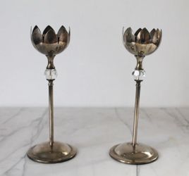 Vintage silver plated candle holders