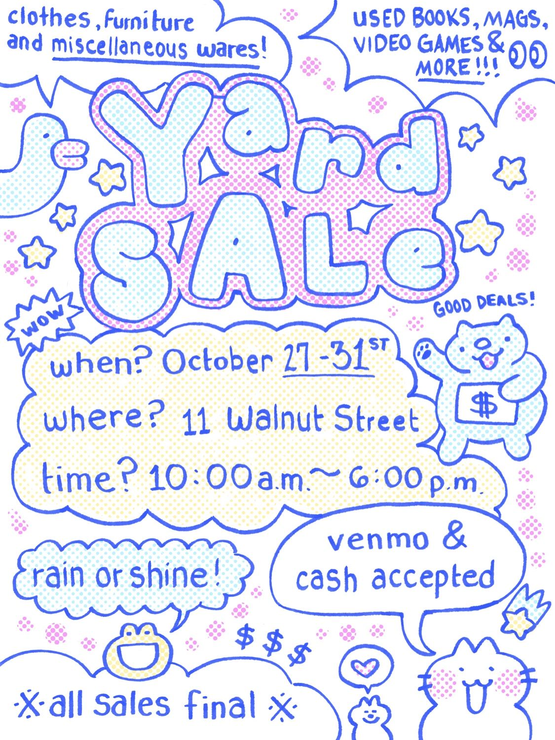 * ~ YARD SALE ~ * (USED VIDEO GAMES, ANIME MERCH, USED + NEW BOOKS, HOBBY MAGAZINES, VINTAGE CLOTHES)