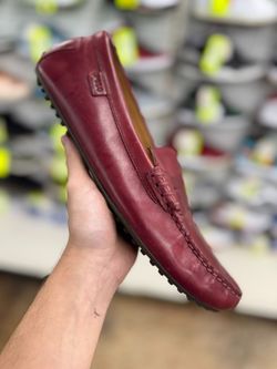 POLO RALPH LAUREN BURGUNDY LEATHER SIZE 11 LOAFERS USED