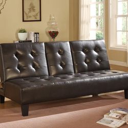 Brand New Open Box Brown Faux Leather Sofa Bed With Cupholder