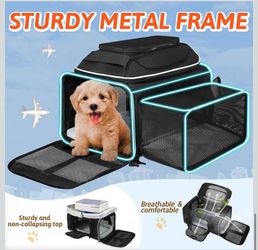 Top and Side Expandable Pet Carrier 18x13x9.5 Inches Southwest Airline Approved, Soft-Sided Carrier for Small Cats and Dogs with Locking Safety Zipper