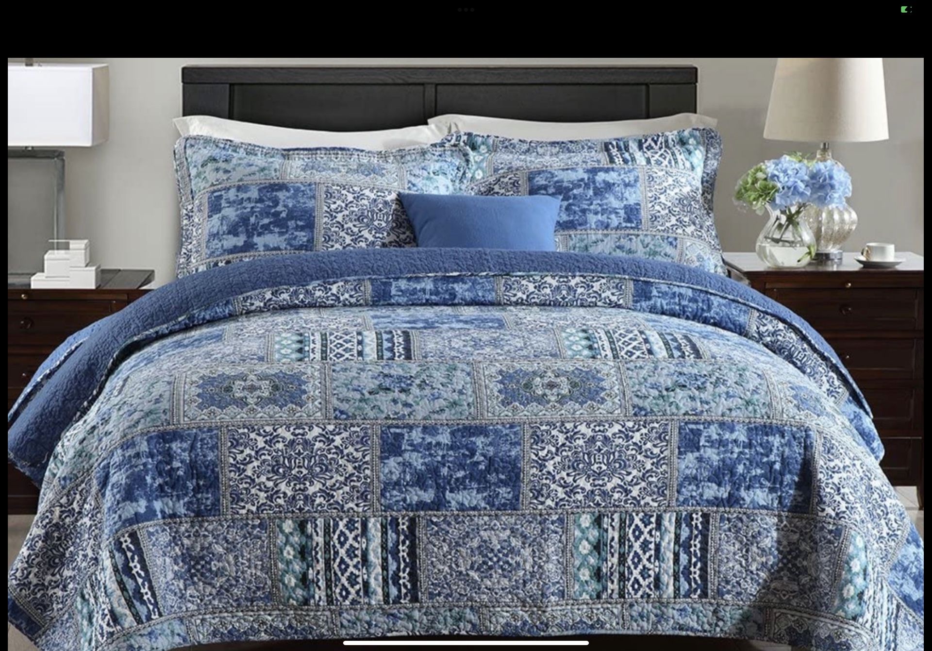 Reversible patchwork quilt set (king size)