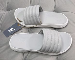 OluKai Komo Slide Grey Waterproof Comfort Sandals Flats Mens Shoes 13 New $99