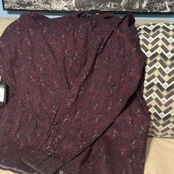 Long Sleeve XL Men’s Cowboy Shirt Wine Color