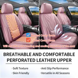 Universal Domal Car Seat Covers *2 Front* PU Leather Pink