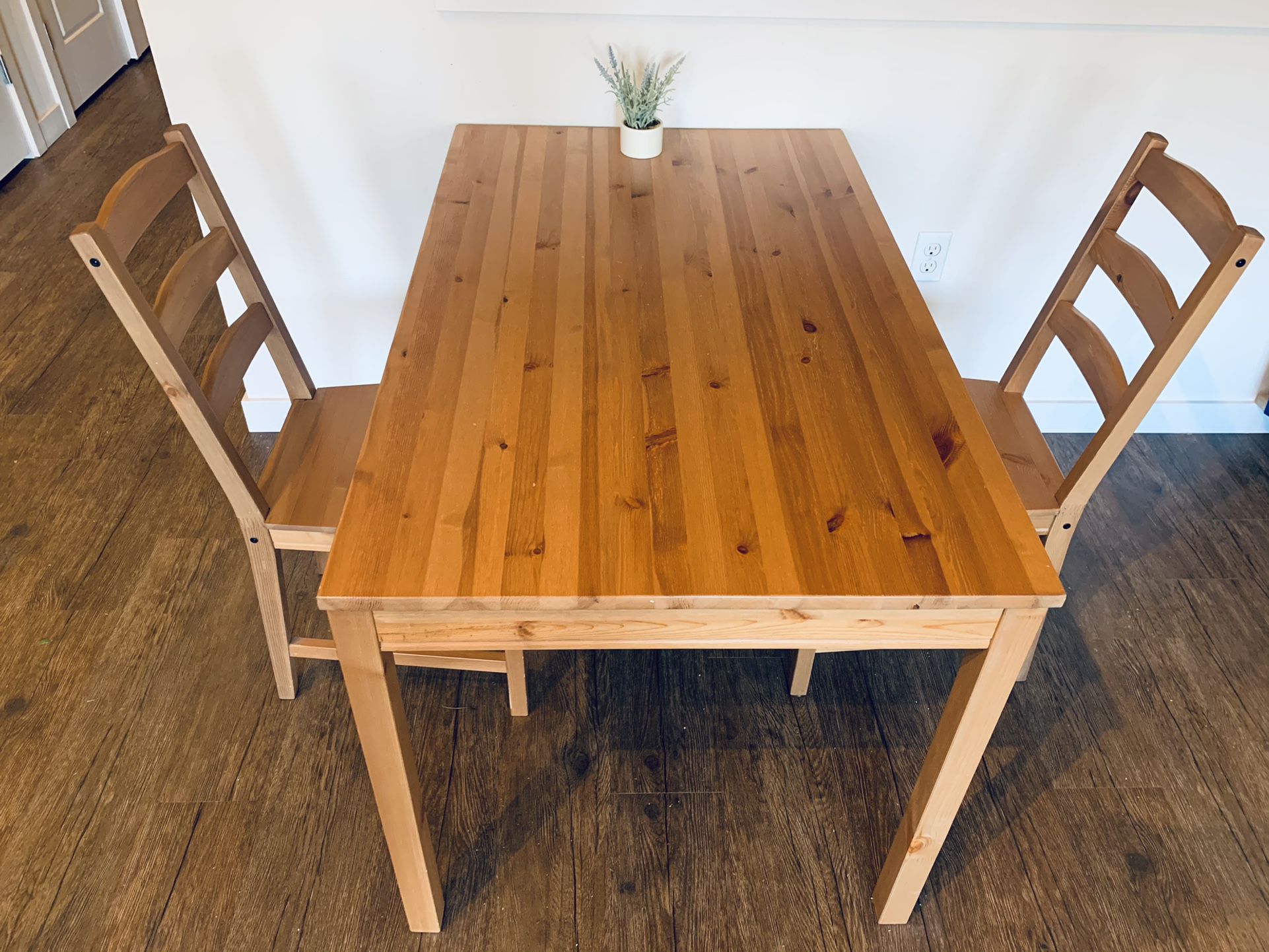 Wooden Dining Table With 2 Chairs