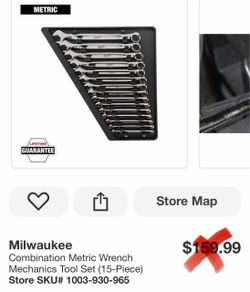 Milwaukee Combination Metric Wrench Mechanics Tool Set (15-Piece)