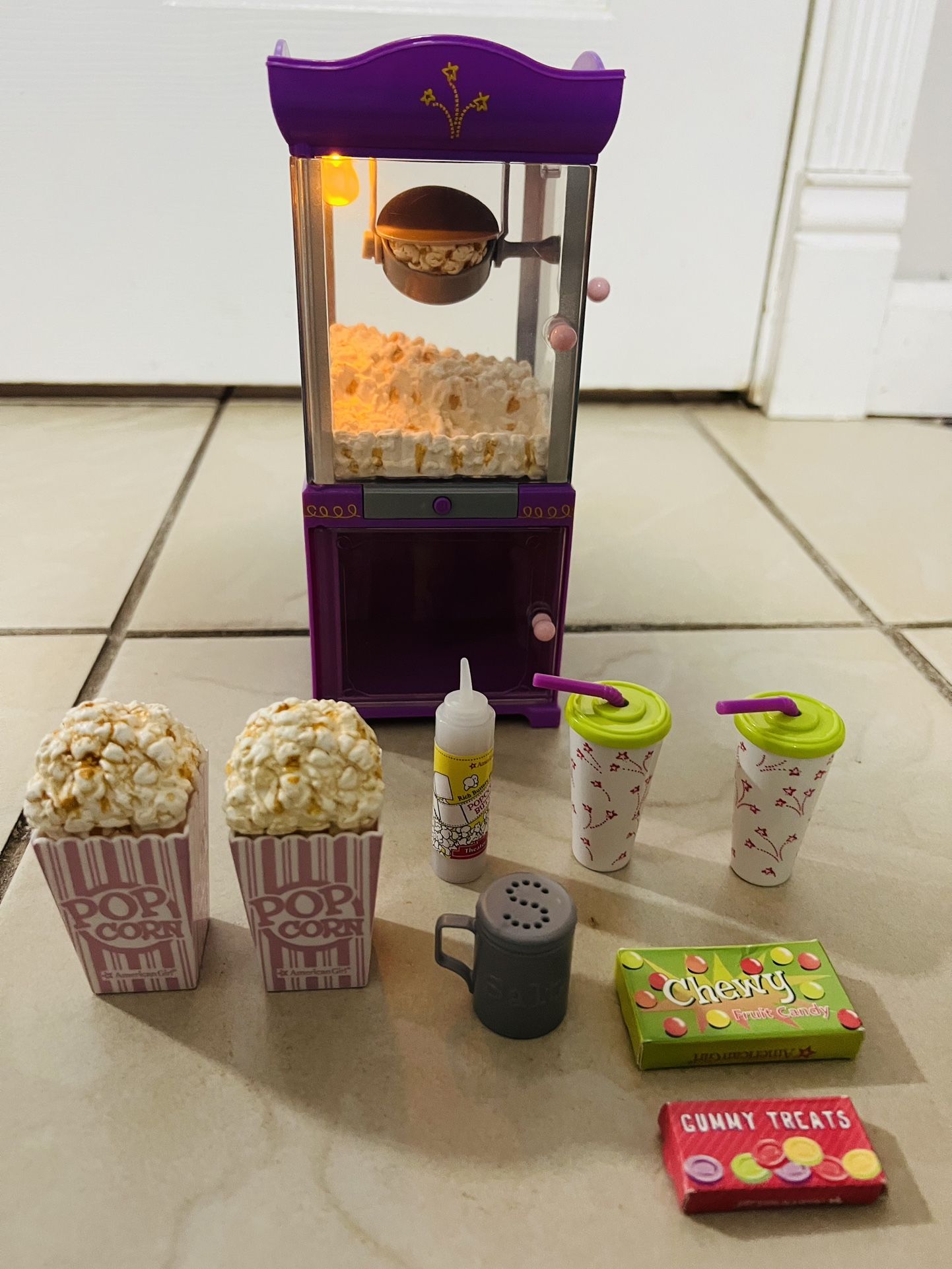 American Girl Popcorn Set For 18in Doll With Lights And Sound 