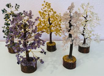 300+ Natural Crystal Bonsai Beads Hand Made Gemstone 7 Chakra Tree of Life 9-11"