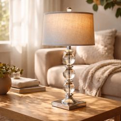 Crystal Ball Table Lamps with Linen Shade