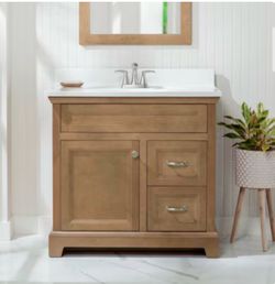 Style Selections Merrill 36-in Desert Beige Bathroom Vanity Base Cabinet without Top