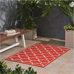 Red Rectangular Modern Area Rug for Living Room, Bedroom, Home Decor
