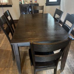 Natural Wood Dinning Furniture Table with Six Chairs