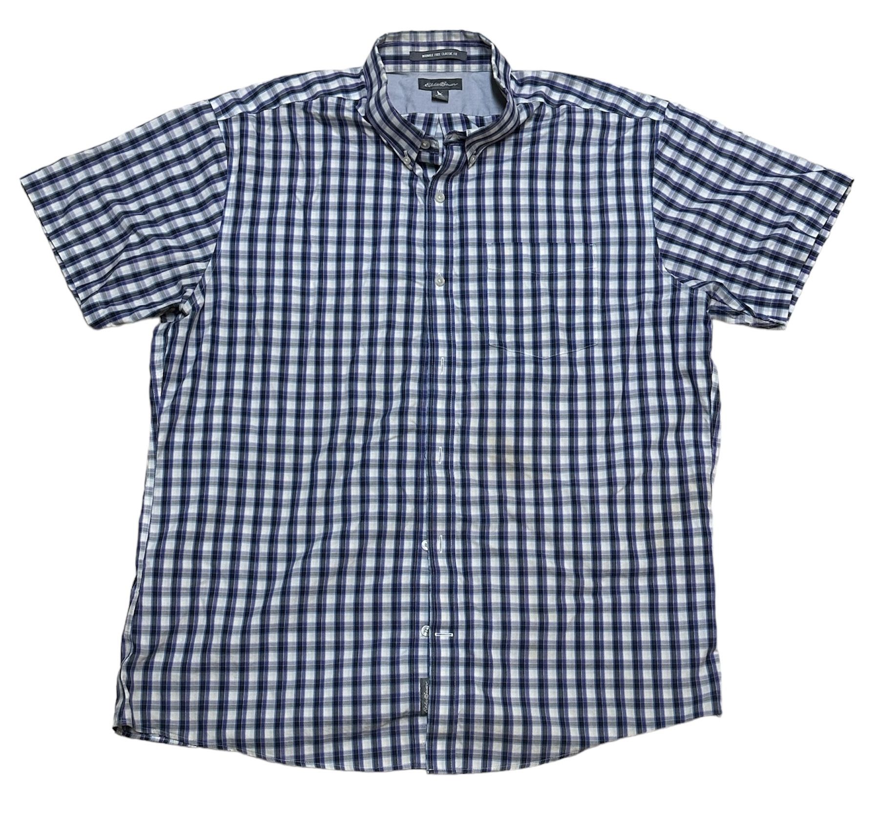 Eddie Bauer Men’s Purple/Multi Wrinkle Free Plaid Button Down Shirt Size XL