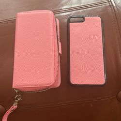 Phone Wallet and Pink Cup