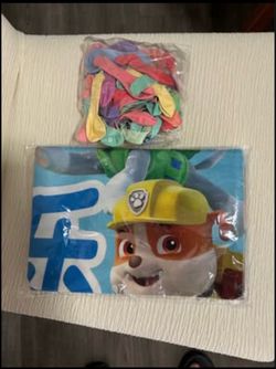 Paw Patrol Birthday Backdrop and Balloons