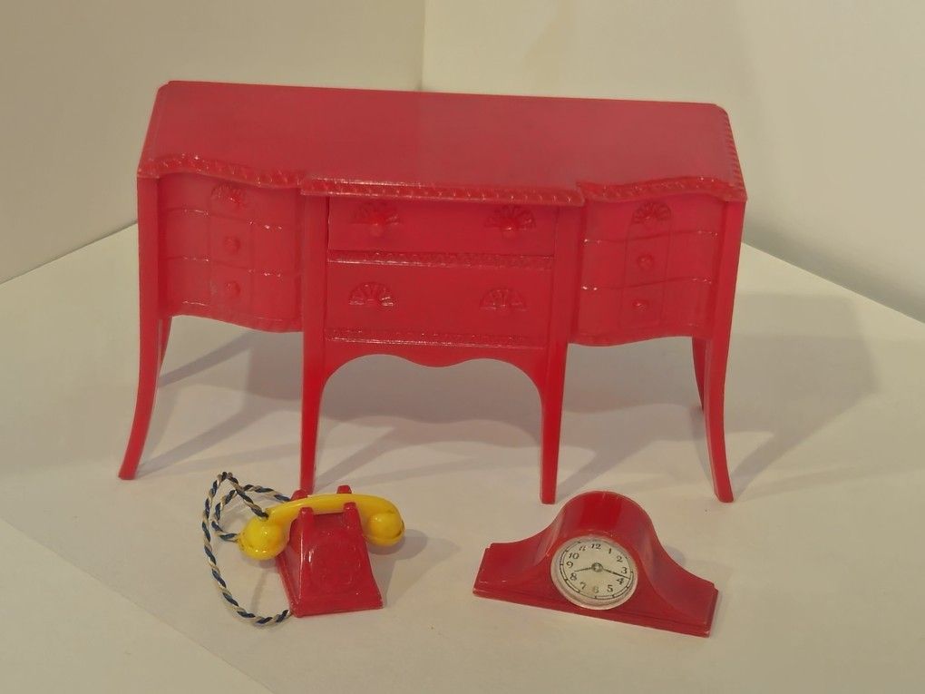 Renewal Vintage Doll House Furniture- Side Board And Accessories 