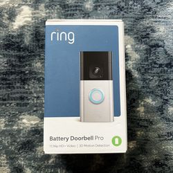 Ring - Battery Doorbell Pro Smart Wi-Fi Video Doorbell - Satin Nickel BRAND NEW