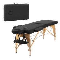 Portable Massage Table 2-Fold Spa Bed Adjustable Salon Table with Non-Woven Carrying Bag