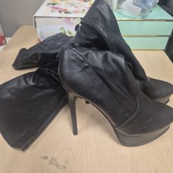  leather platform stiletto boots