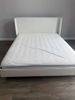 White All Modern upholstered platform california king bed frame with mattress