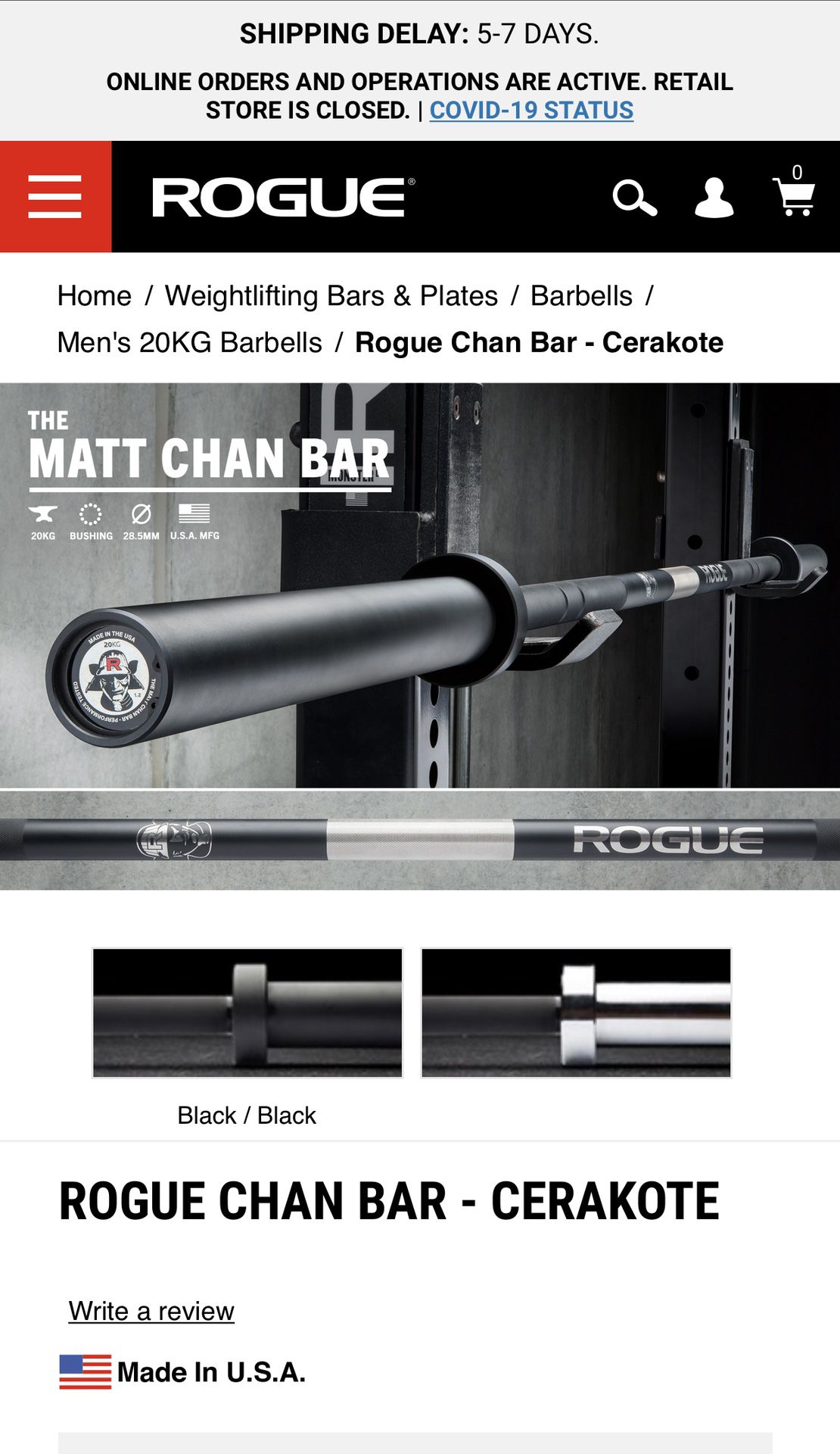 Matt Chan Bar Rogue fitness