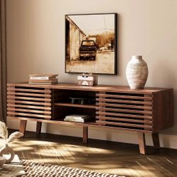 Mid-Century Modern TV Stand for 50/55/60 inch TV, Retro Entertainment Center w/ Storage Cabinet New 