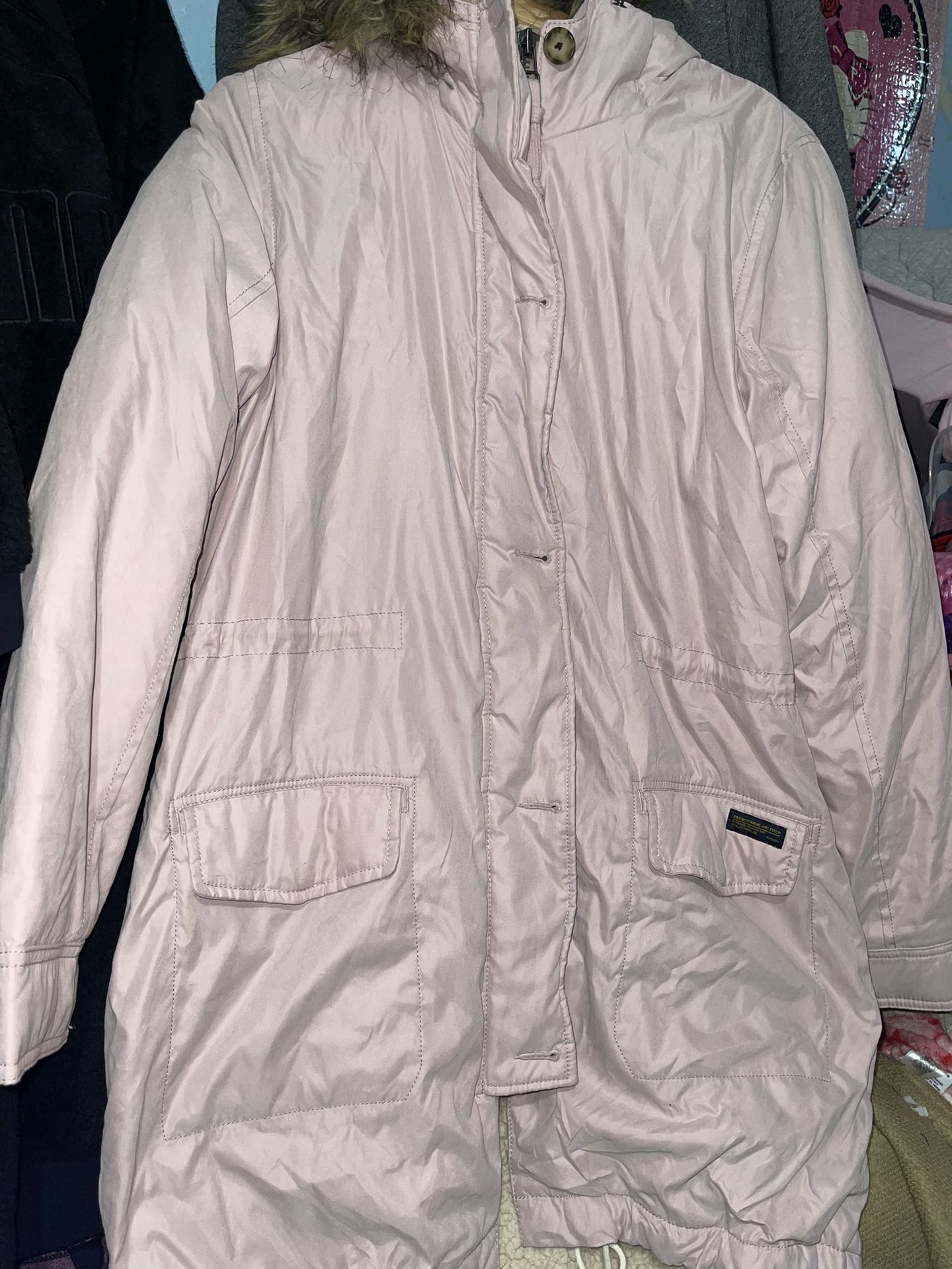 ABERCROMBIE & FITCH PINK PARKA JACKET