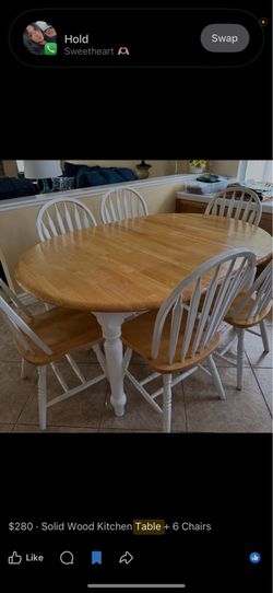Natural wood / white dinning table