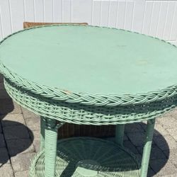 Wicker Trunk 75And Green Wicker Table  65