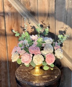 Wood Flower Centerpieces