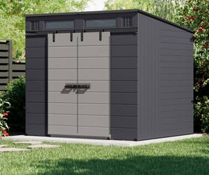 Suncast Modernist 8’x7’ Dual Barn Door Storage Shed NEW