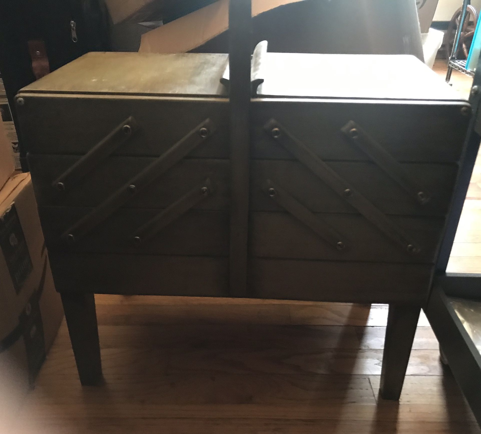 Vintage Sewing Cabinet And Container 