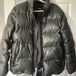 DKNY Leather Puffer Jacket