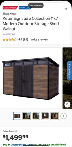 Keter Signature Collection 11x7 Modern Outdoor Storage Shed Walnut Retail $1499 Our price $1000 New in boxes